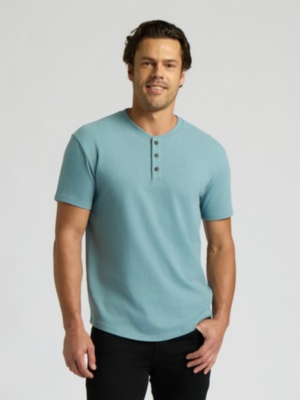 New In Bag-True Classic Crew Neck Teal Blue 3 Button Down Soft Cotton Shirt 2XL